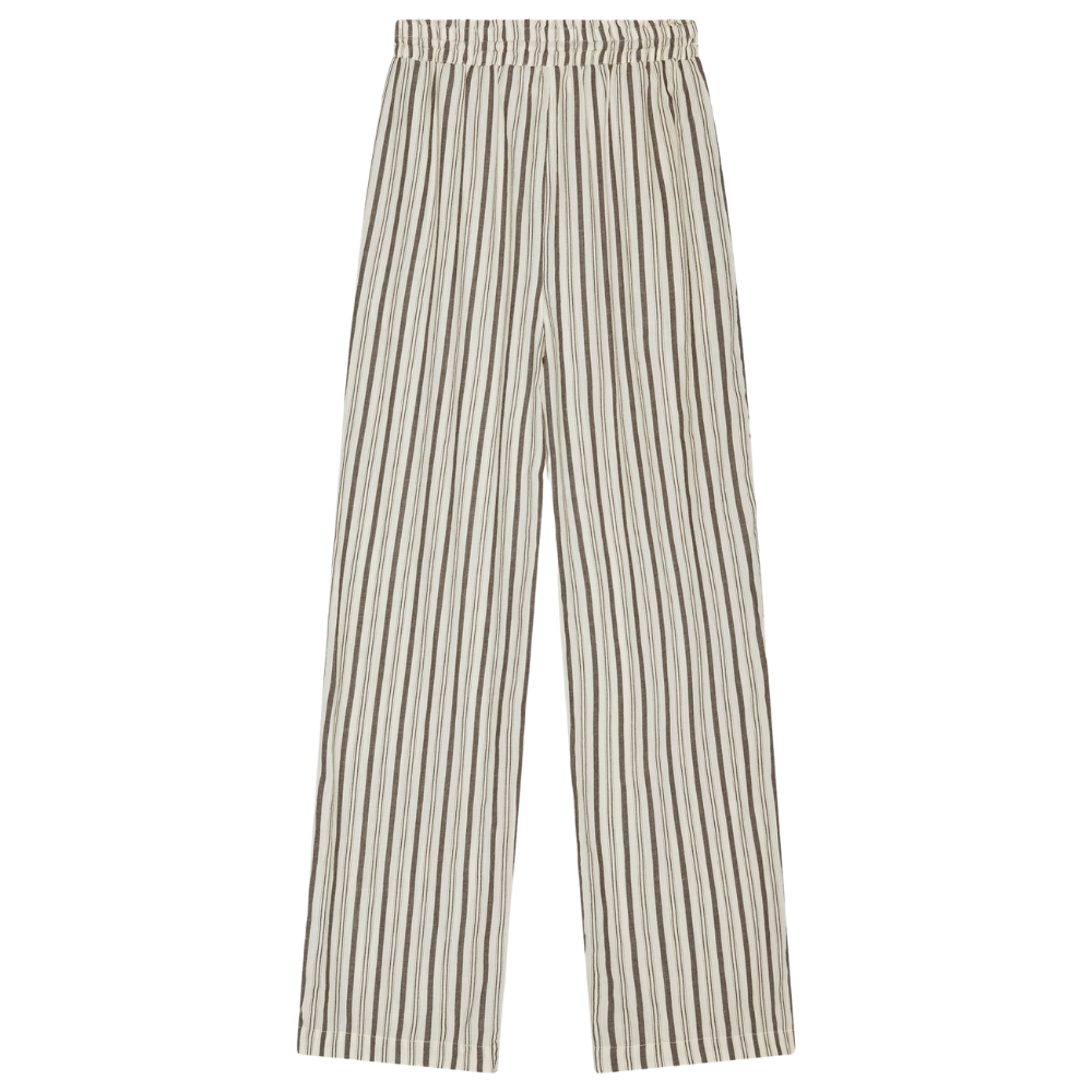 Moon Stripe løse bukser – Ecru/Brown
